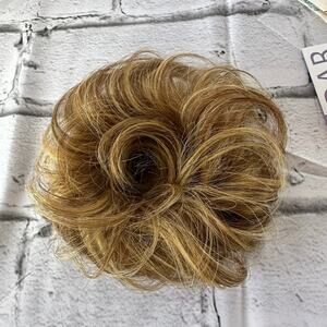 New Real Human Hair Bun Extension Elastic Hair Tie Medium Brown & Light Blonde